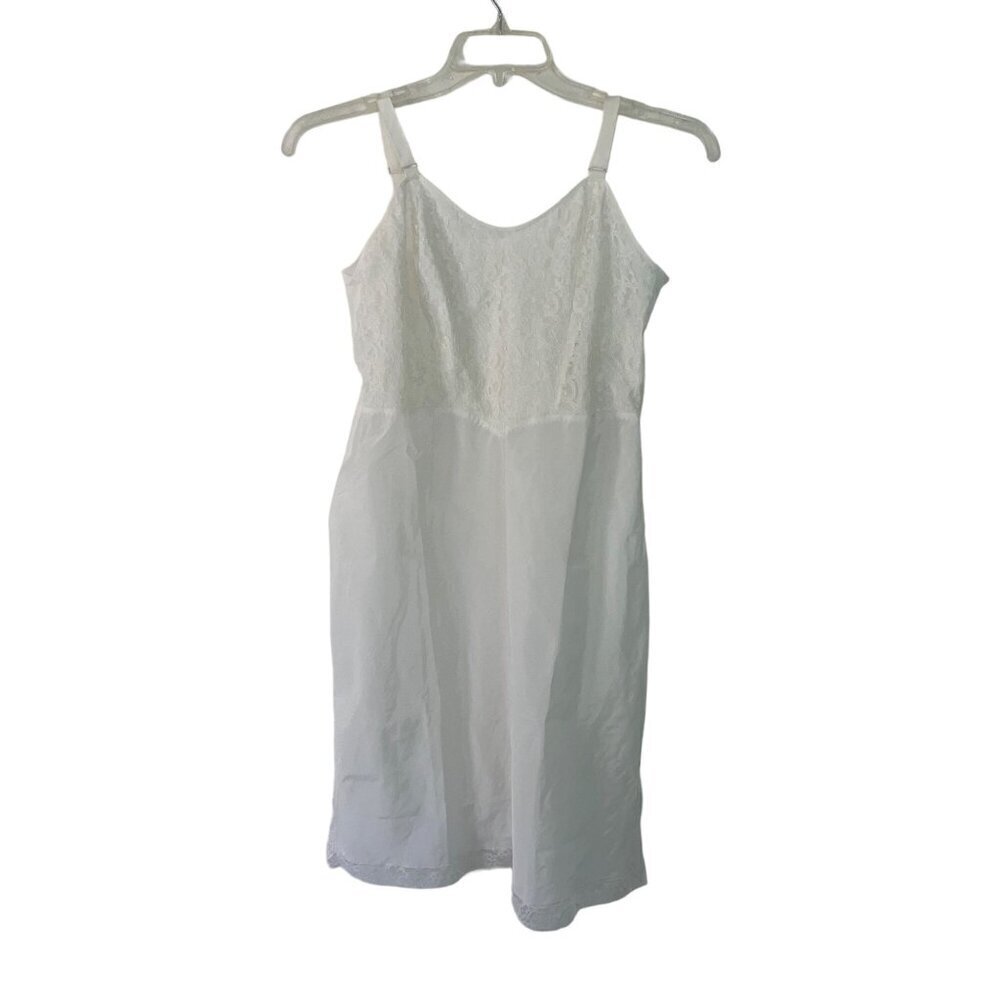 Barbizon Vintage Womens Tafredda Size Medium White Lace Bodice Slip Zipper Saucy